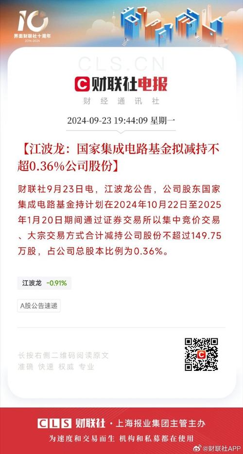 中电港：国家集成电路基金计划减持不超过0.2570%