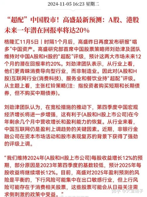 高配A股和港股！高盛2025年中国经济展望来了