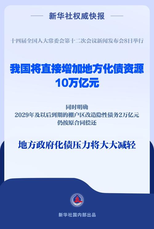 直接安排10万亿元 地方政府化债压力将大大减轻