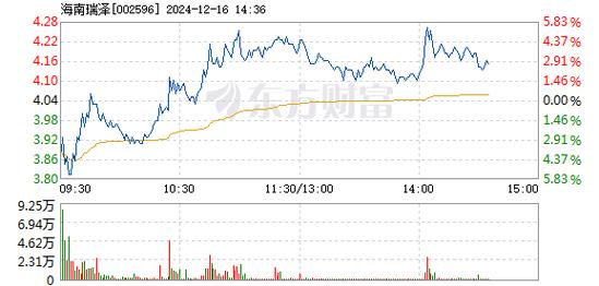 海南瑞泽1月2日盘中跌幅达5%